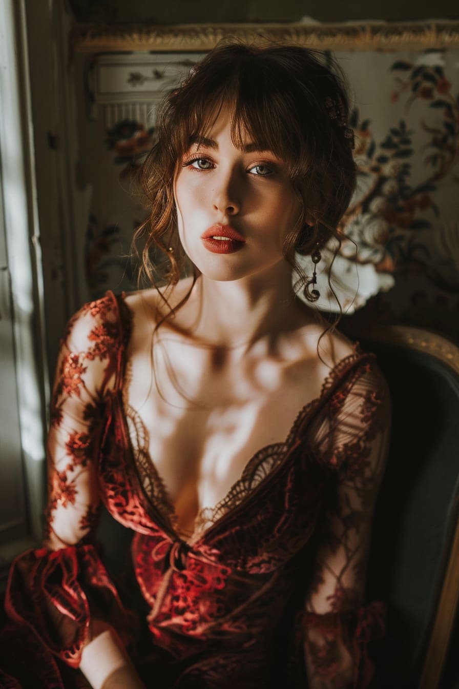 Red cottagecore dress