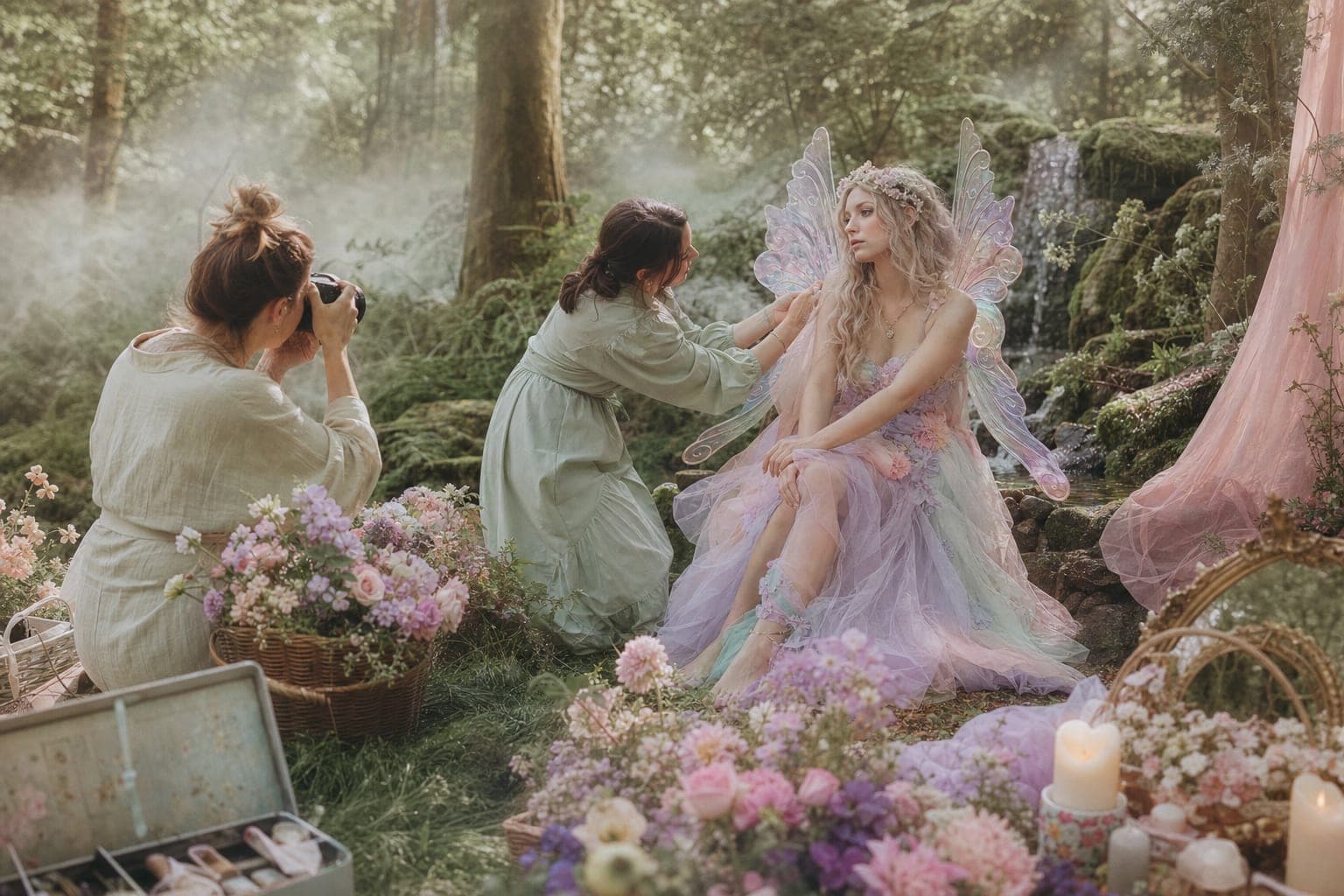 Behind the scenes of fairycore photography shoot