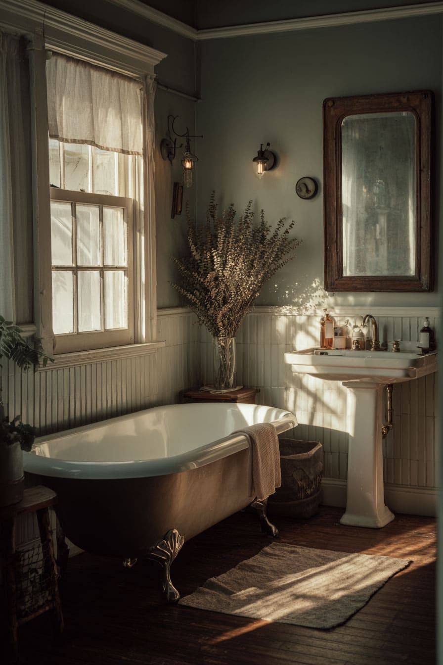 Bathroom with clawfoot tub and vintage fixtures